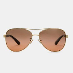 Coach Horse & Carriage Pilot Sunglasses Light Gold Black Gently Preowned w/ Case